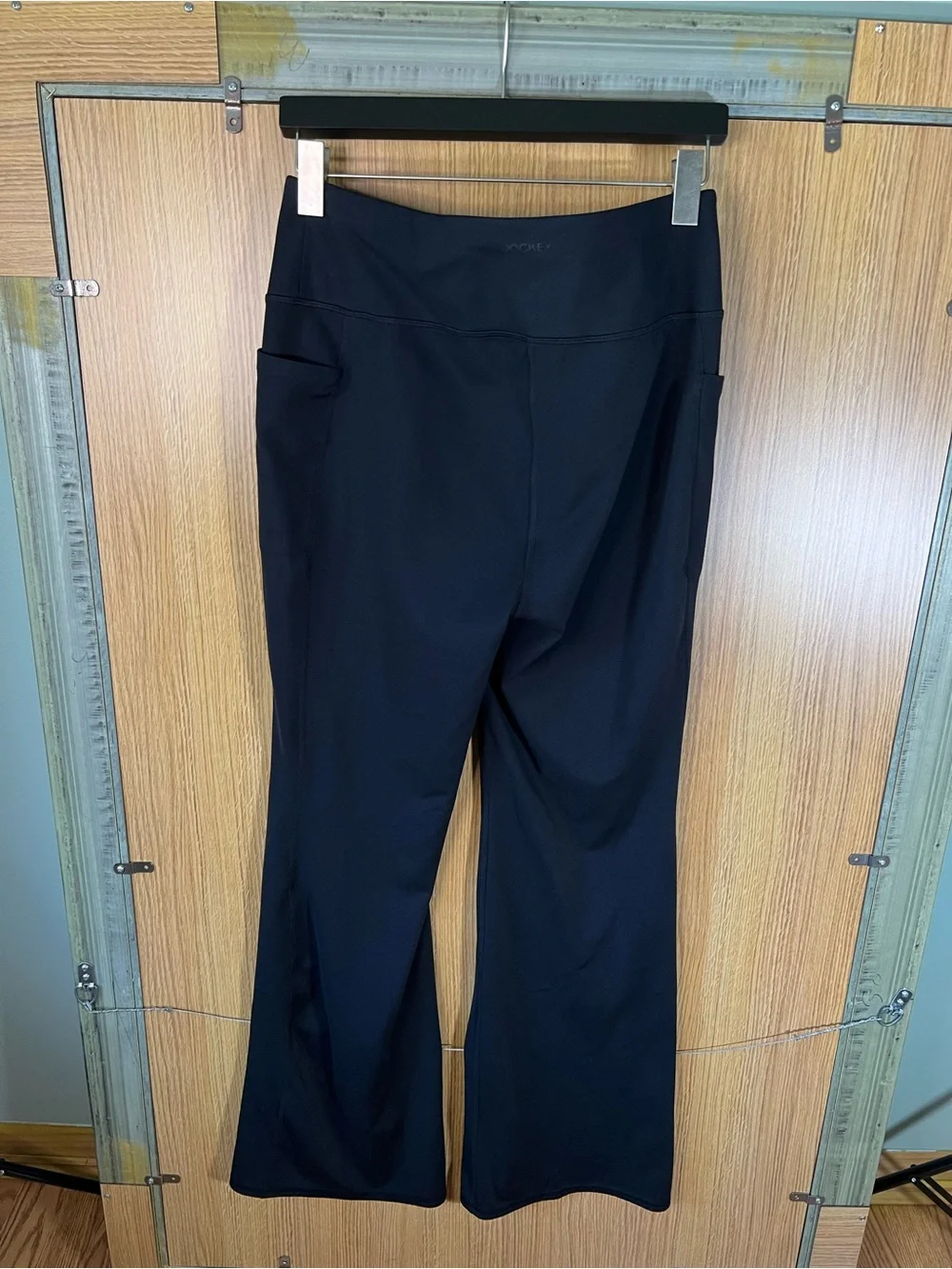 Jockey Black Flare Yoga Pants with Side Pockets Size L